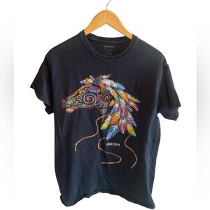 SPORTEX Black Arizona Horse Embroidered Tee Shirt Vintage